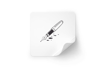 Sticker moderne affichant un stylo plume avec une encre stylisée pour les créateurs