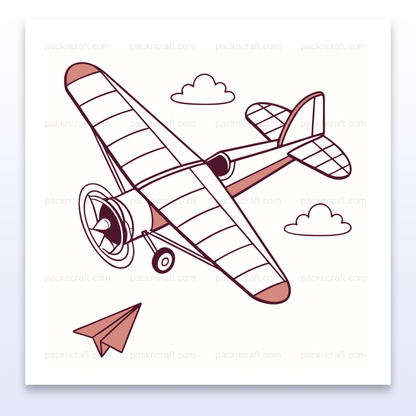 Illustration d'un avion vintage en vol, idéale pour projets DIY et déco aérienne
