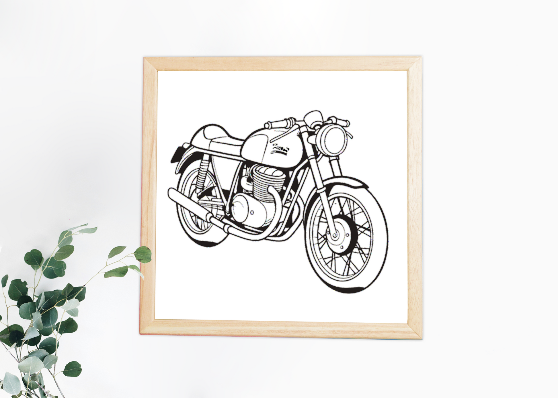 Cadre décoratif avec moto vintage Norton Commando pour intérieur chic