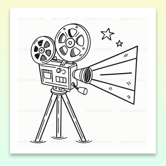 Illustration vintage de projecteur de cinéma pour décoration murale et papeterie