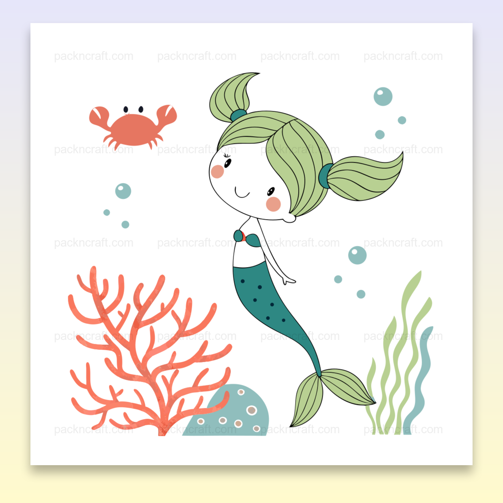 Illustration cartoon de petite sirène curieuse pour projets DIY et décoration marine