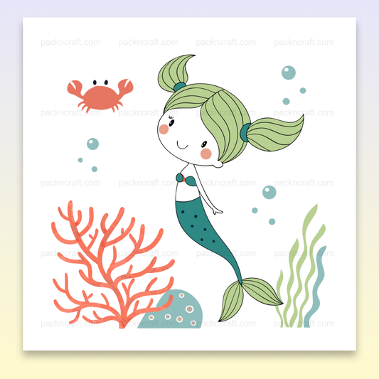 Illustration cartoon de petite sirène curieuse pour projets DIY et décoration marine