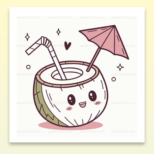 Illustration kawaii d'une noix de coco souriante parfaite pour le DIY