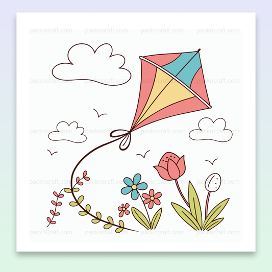 Illustration de cerf-volant joyeux dans un ciel printanier, idéale pour DIY et déco.