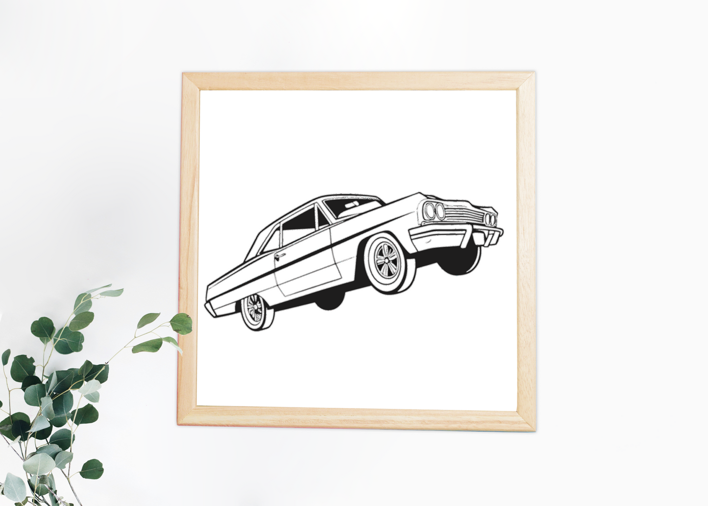 Cadre rétro avec Chevrolet Impala iconique