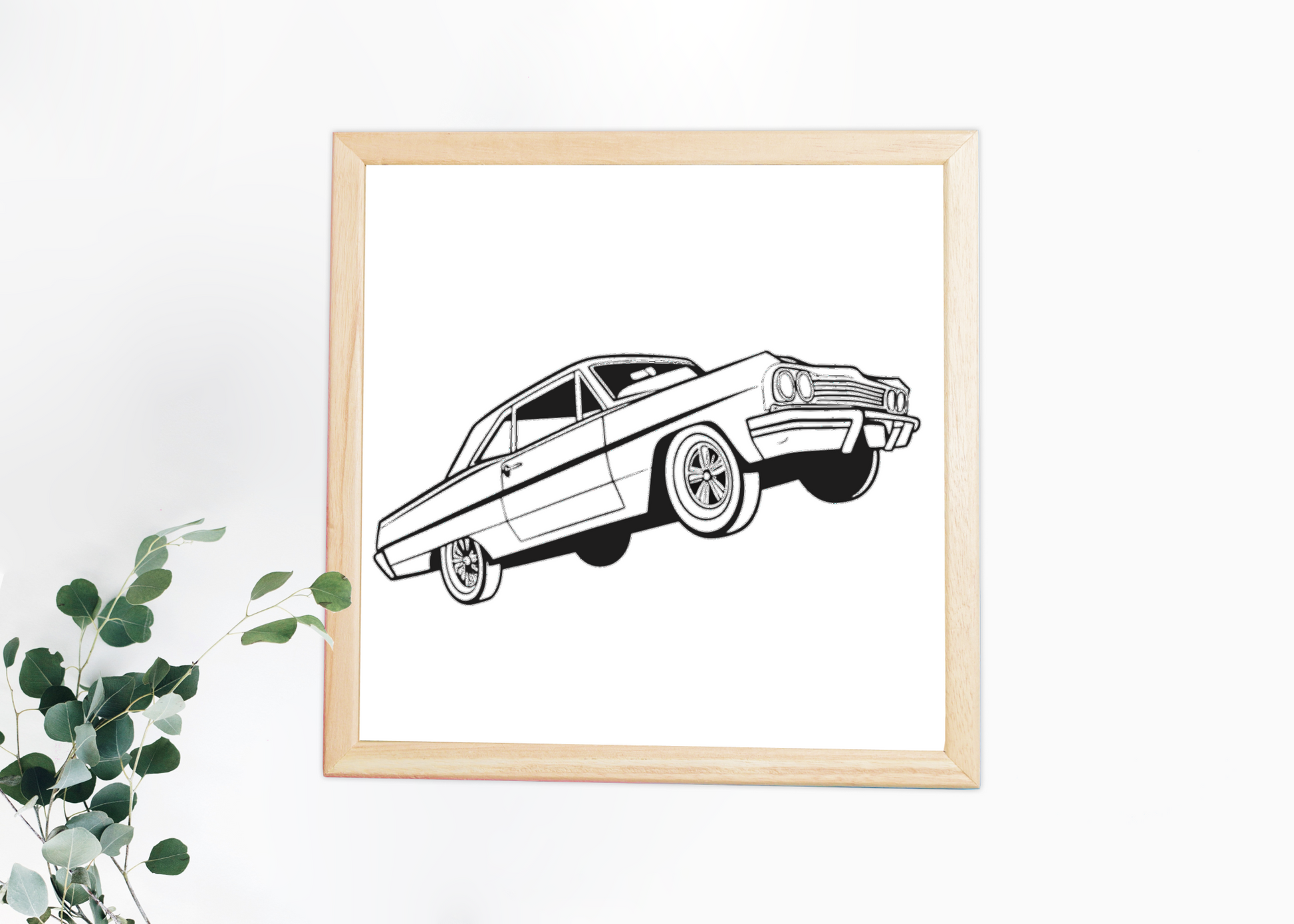 Cadre rétro avec Chevrolet Impala iconique