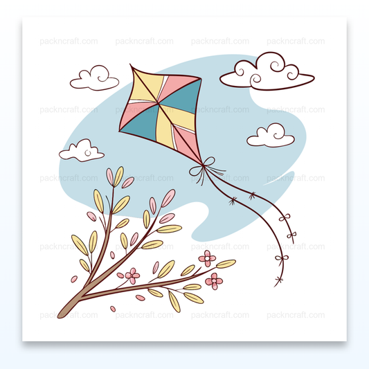Illustration d'un cerf-volant en SVG avec style printanier, idéale pour DIY et décoration.