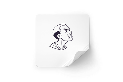 Sticker minimaliste avec visage fâché expressif, émotion forte et design épuré