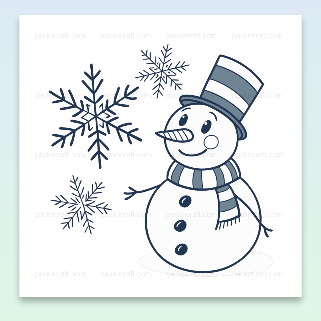 Illustration d'un bonhomme de neige joyeux en SVG pour projets DIY et éducatifs.