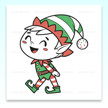 Illustration d'un elfe joyeux marchant pour projets créatifs de Noël