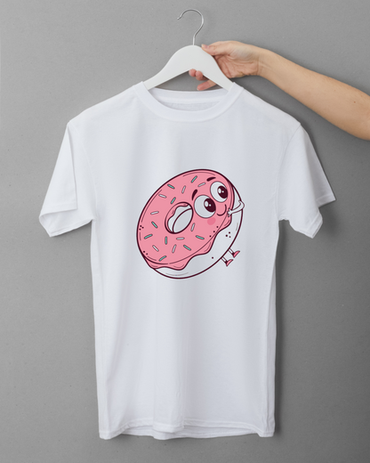 T-shirt avec donut souriant, design doux et thème gourmand