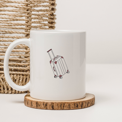 Mug au décor doodle de voyage avec valise prête pour l'aventure