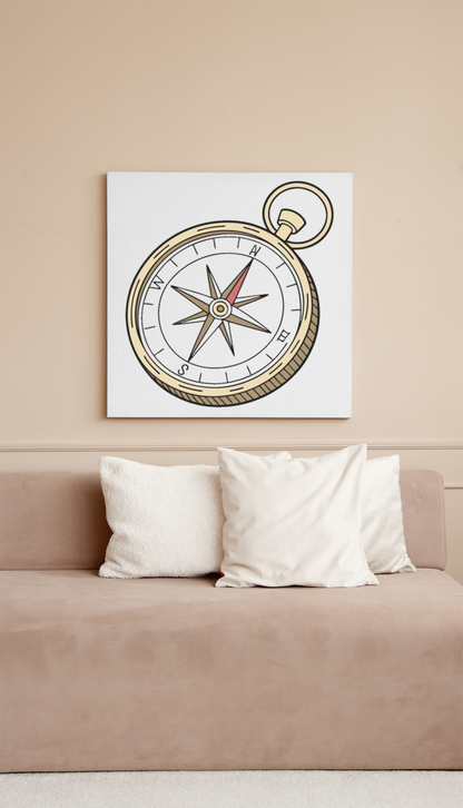 Cadre avec boussole vintage style doodle pour une ambiance exploratrice