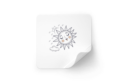 Sticker au design minimaliste avec un soleil endormi apportant une douceur printanière