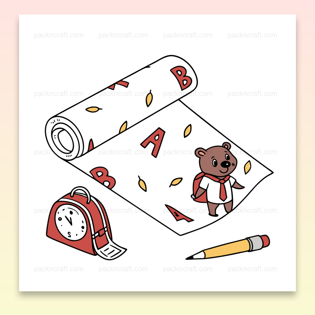 Illustration éducative d'un ours avec un rouleau pour projets scolaires