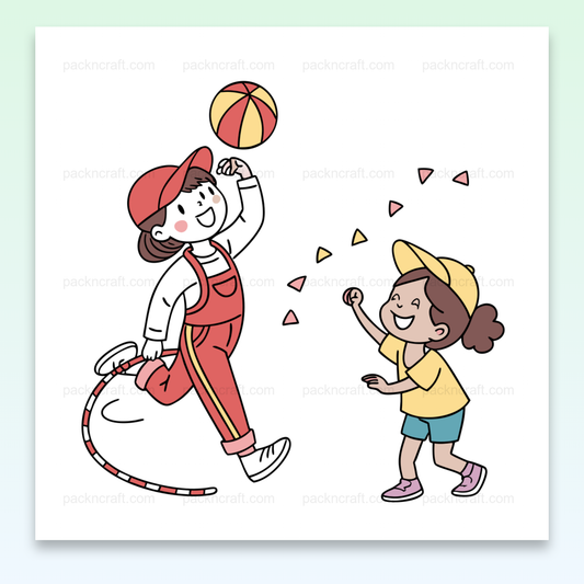 Illustration d'enfants jouant au ballon pour projets créatifs et éducatifs