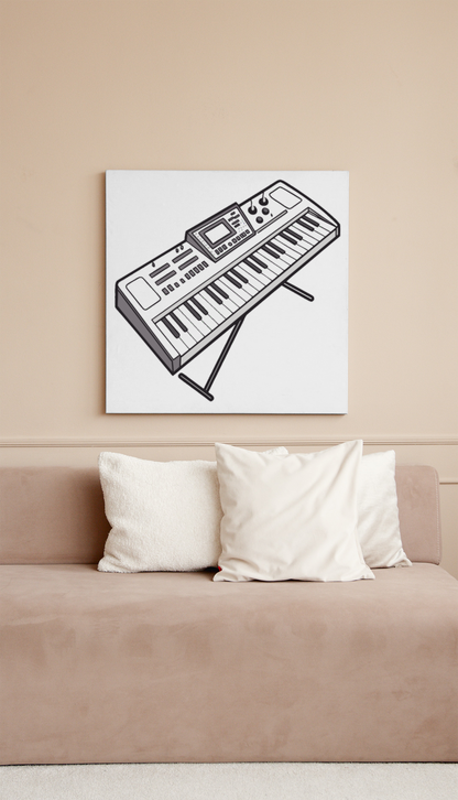 Cadre minimaliste avec synthétiseur rythmique numérique dans une ambiance moderne