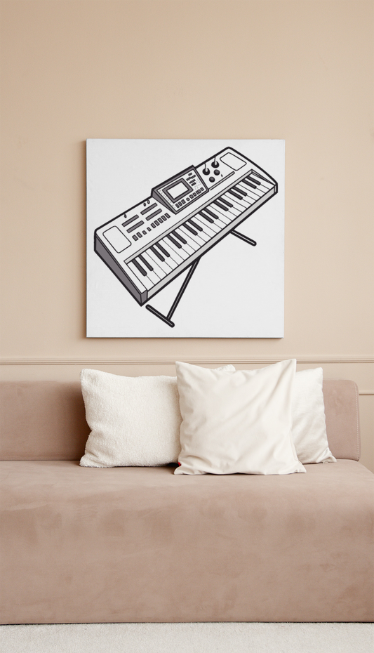 Cadre minimaliste avec synthétiseur rythmique numérique dans une ambiance moderne