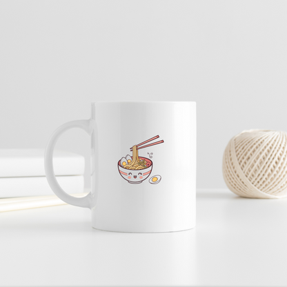 Mug avec bol de ramen kawaii souriant dans un style cuisine amusant