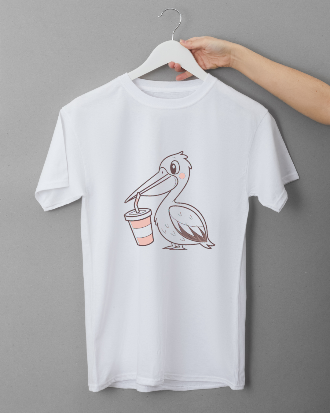 T-shirt avec un pélican minimaliste sur fond tropical