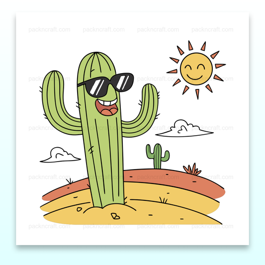 Illustration amusante d'un cactus avec lunettes de soleil pour usage décoratif et éducatif