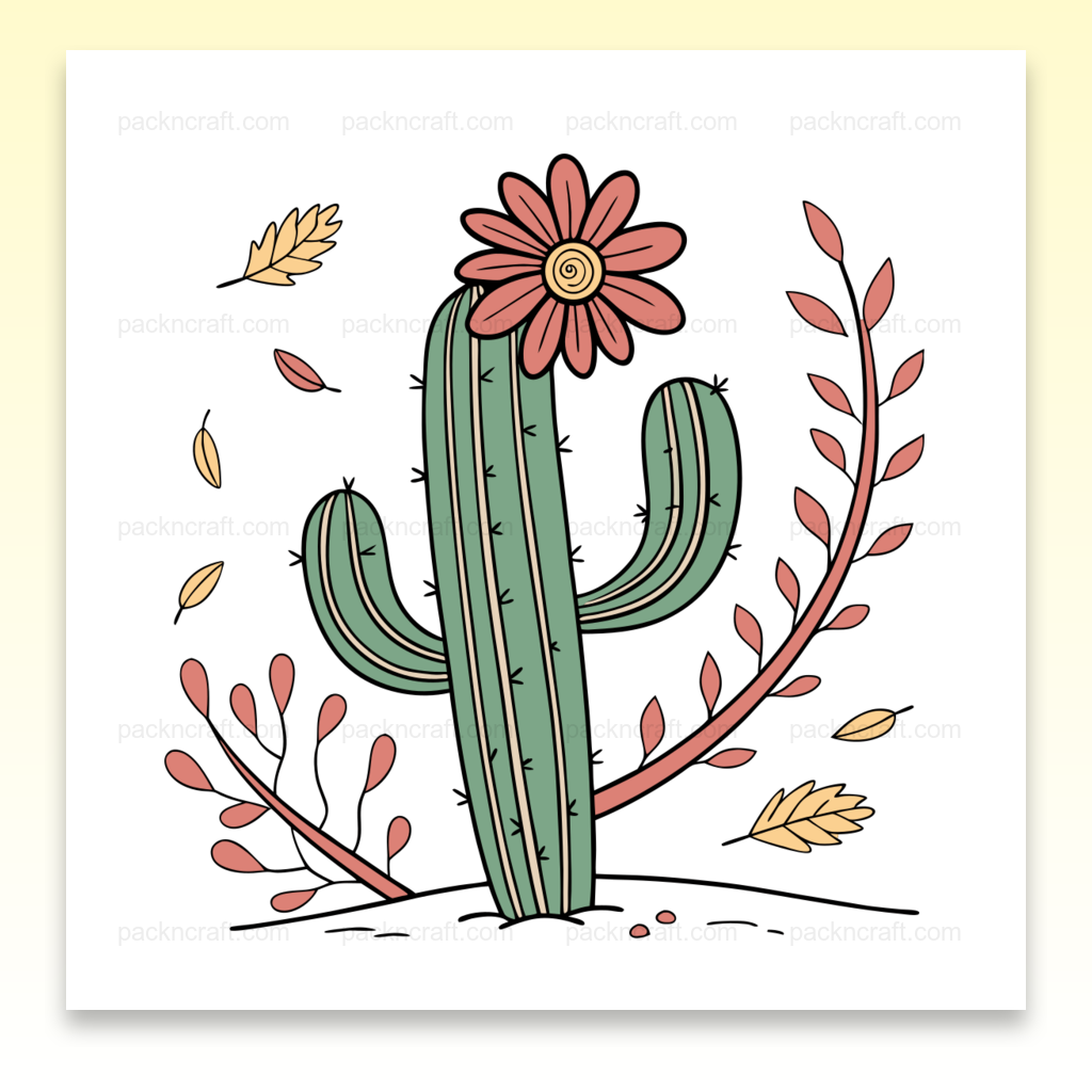 Illustration vectorielle d'un cactus fleuri en automne pour DIY