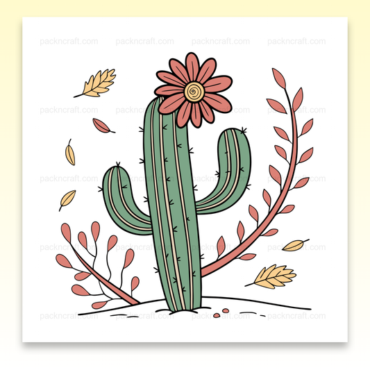 Illustration vectorielle d'un cactus fleuri en automne pour DIY