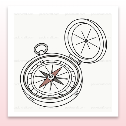 Illustration vintage d'une boussole ouverte pour projets créatifs et éducatifs.