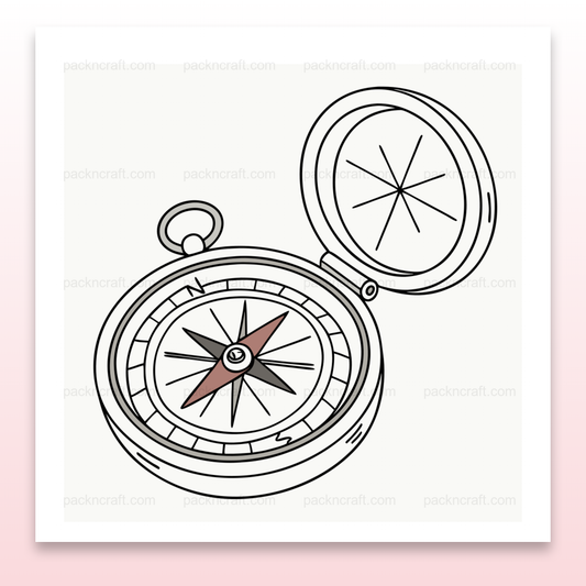 Illustration vintage d'une boussole ouverte pour projets créatifs et éducatifs.