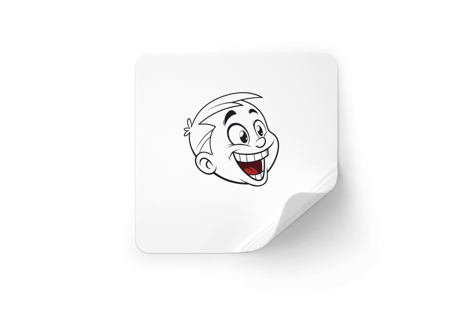 Sticker avec sourire éclatant style cartoon pour une ambiance joyeuse et dynamique