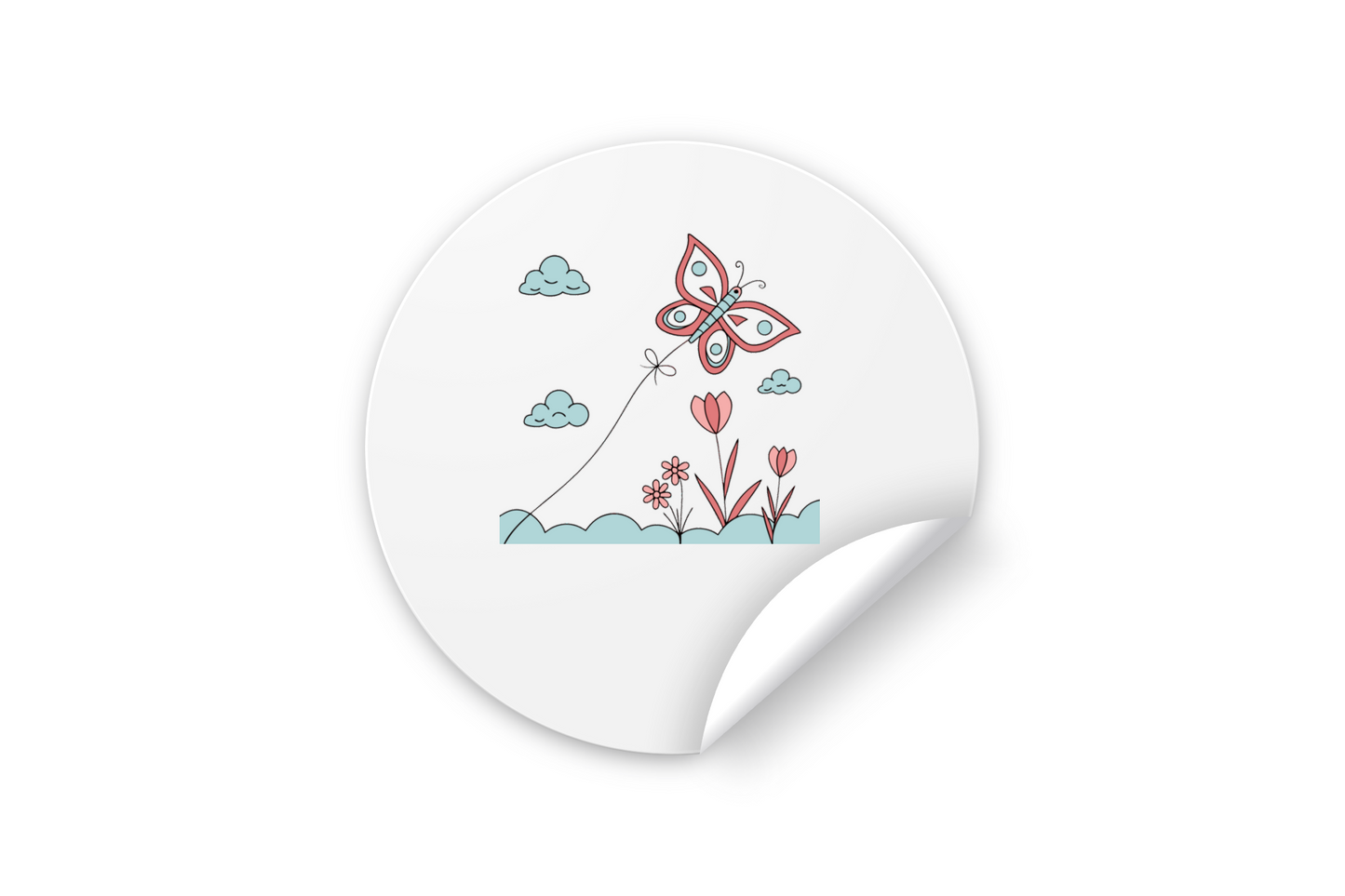 Sticker décoratif affichant un papillon et des nuages légers dans un esprit nature