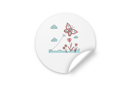 Sticker décoratif affichant un papillon et des nuages légers dans un esprit nature