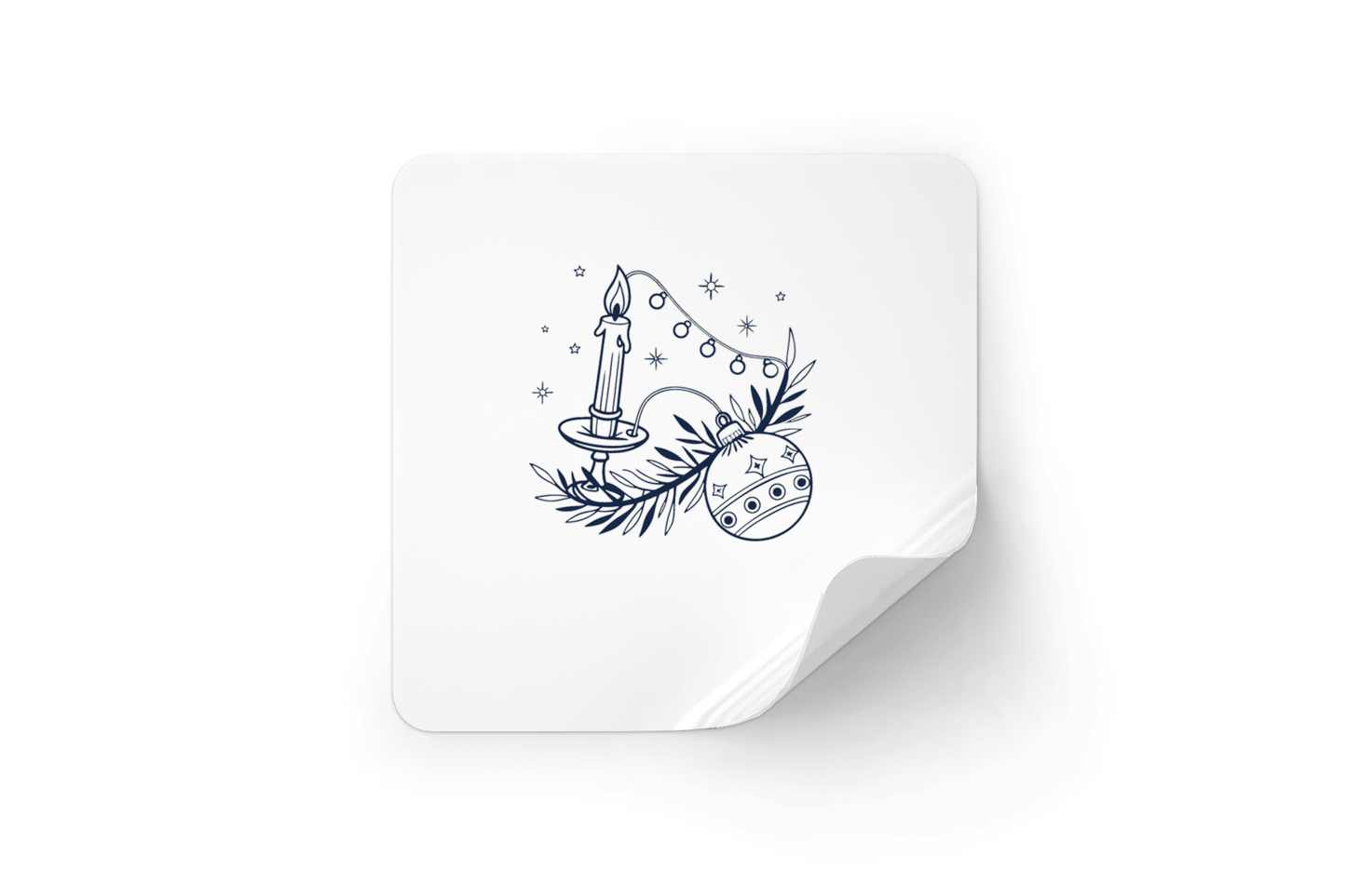 Sticker festif avec bougie et boule en décor vintage pour un hiver enchanteur