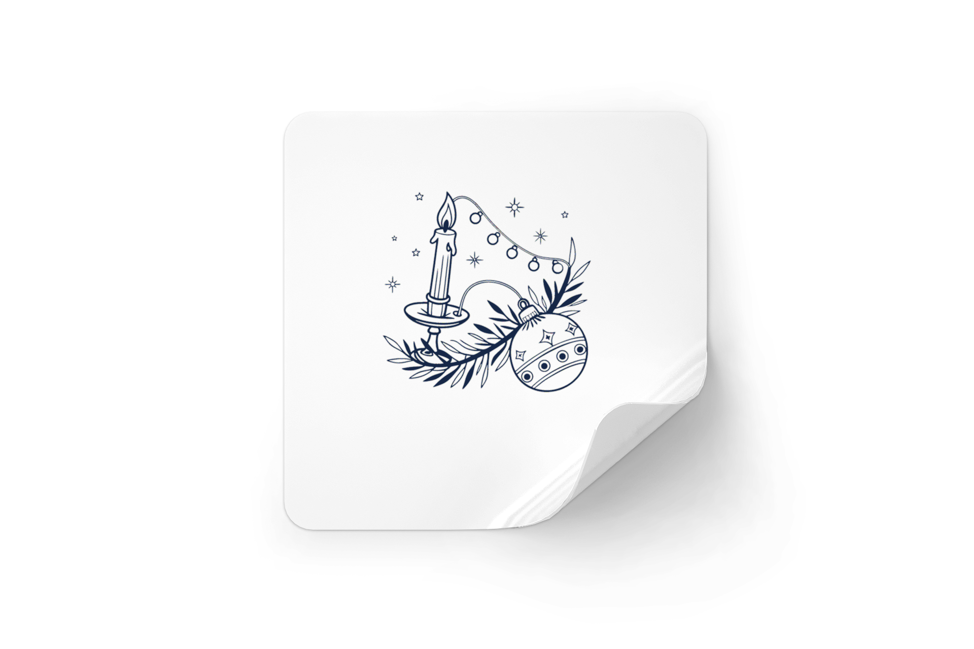 Sticker festif avec bougie et boule en décor vintage pour un hiver enchanteur