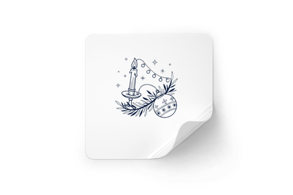 Sticker festif avec bougie et boule en décor vintage pour un hiver enchanteur