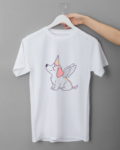 T-shirt orné d'un chiot licorne ailé motif kawaii pour un style enfantin fantaisie