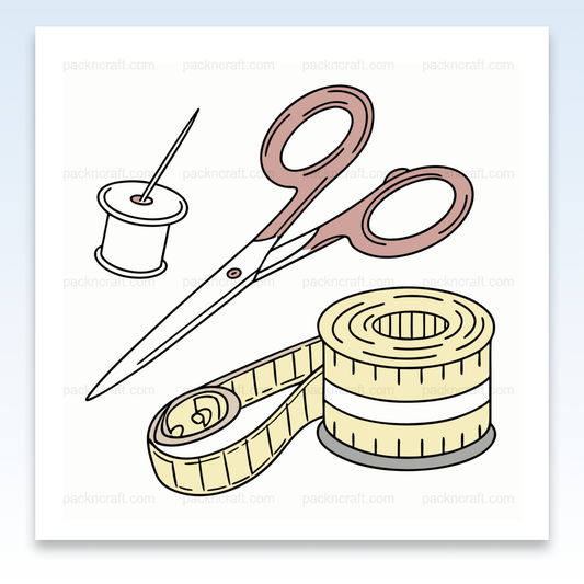 Illustration de ciseaux et bobines pour couture DIY, Couture vintage sur mug avec ciseaux et fil, Cadre déco avec thème couture vintage, Motif couture sur t-shirt vintage, Autocollant élégant de ciseaux et bobines