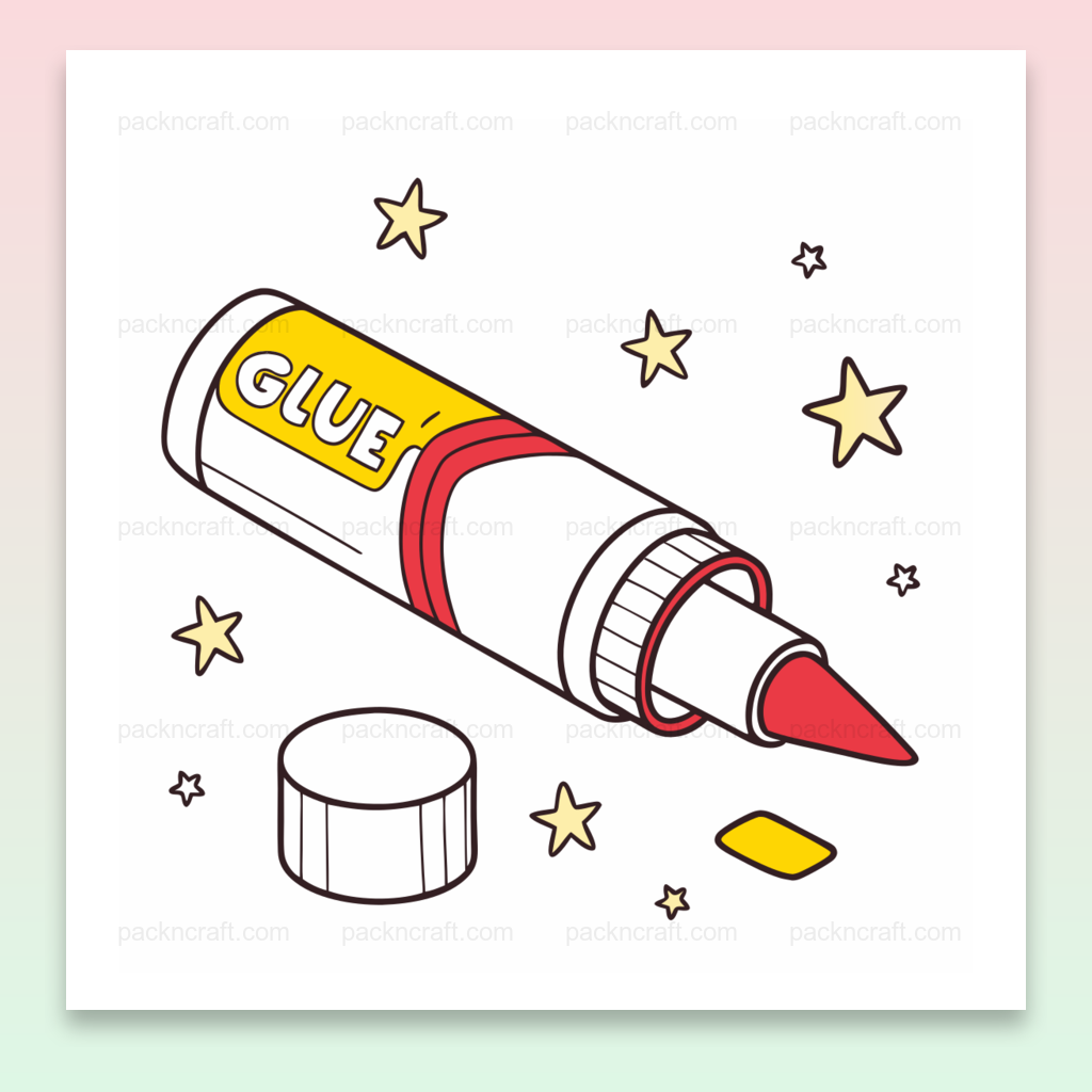 Illustration de tube de colle avec étoiles pour projets créatifs DIY