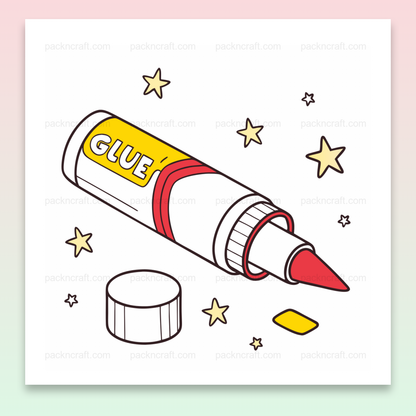 Illustration de tube de colle avec étoiles pour projets créatifs DIY