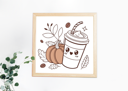Cadre avec icône citrouille amusante style automne pour déco chaleureuse