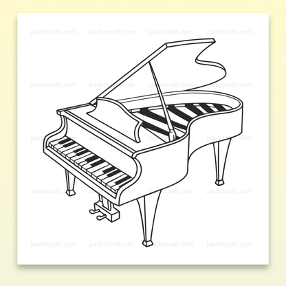 Illustration élégante d'un piano à queue en style minimaliste pour projets musicaux.