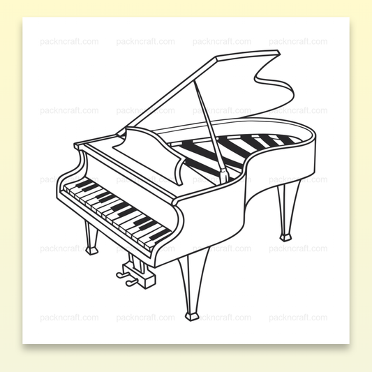 Illustration élégante d'un piano à queue en style minimaliste pour projets musicaux.