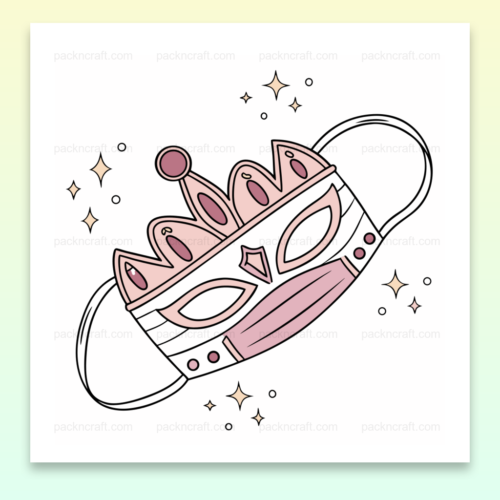 Masque royal kawaii avec style couronne pour projets créatifs