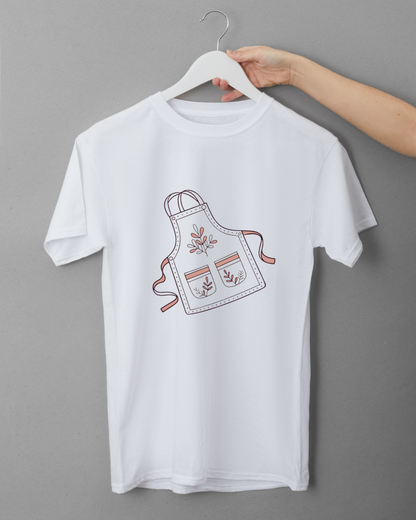T-shirt au style botanique avec motif pastel dans un cadre cuisine élégant