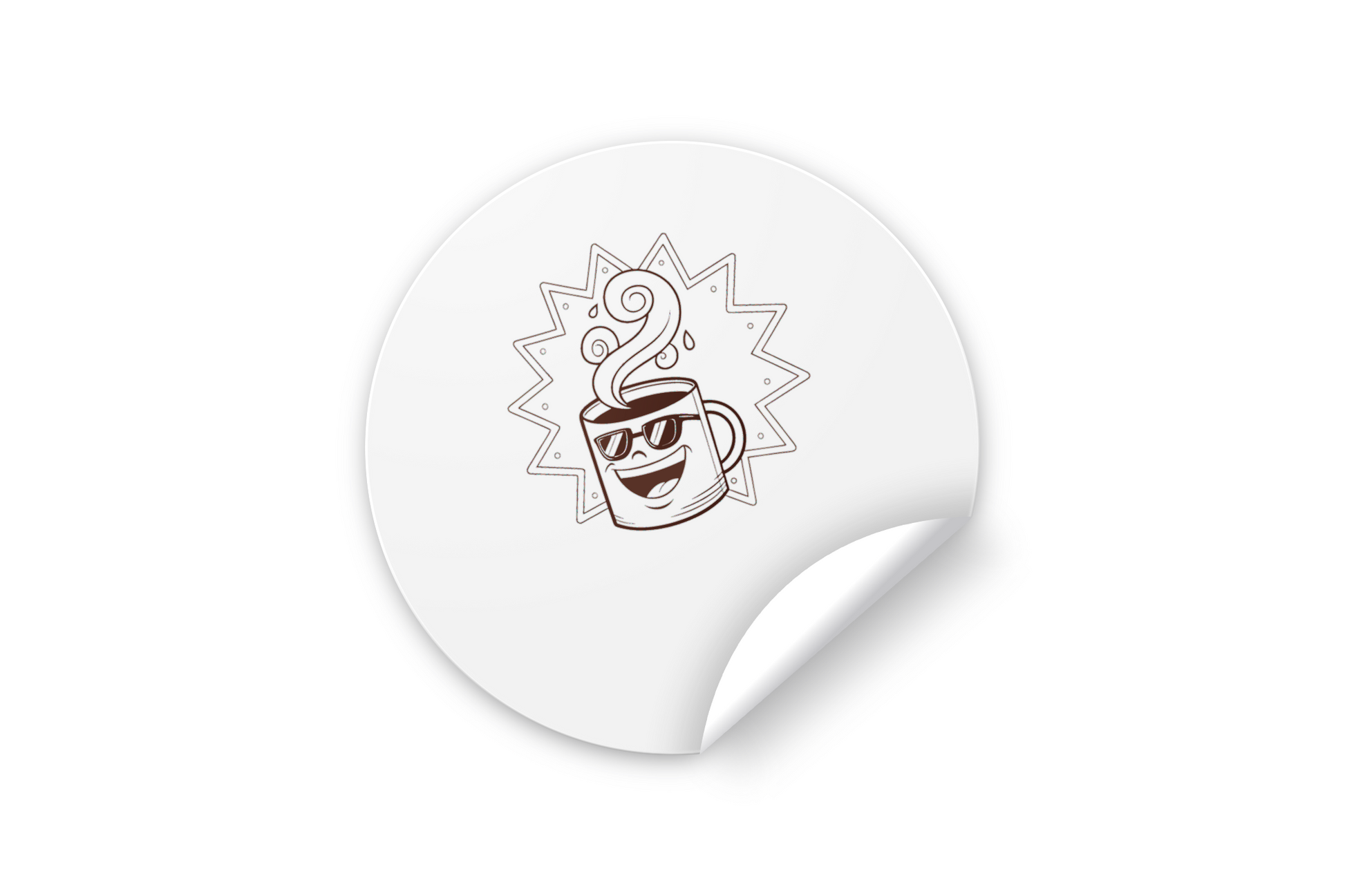 Sticker rétro avec icône ensoleillée pour ambiance café joviale