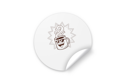 Sticker rétro avec icône ensoleillée pour ambiance café joviale