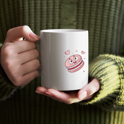 Mug avec macaron souriant style kawaii graphique couleur vive