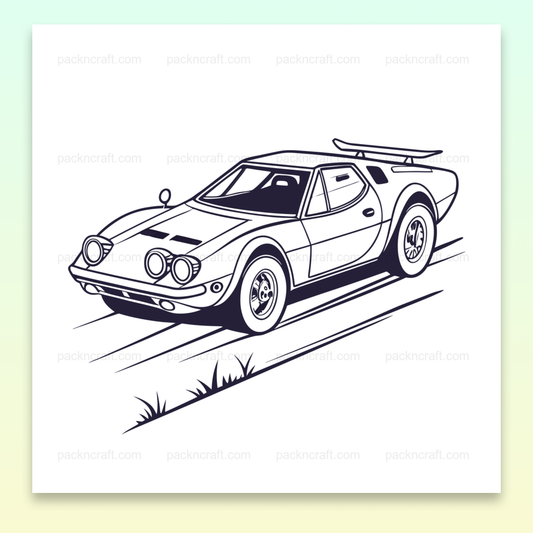 Illustration vintage Stratos classique en course, style rétro