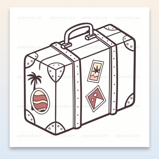 Illustration d'une valise de voyage en style pastel pour usage décoratif et DIY.