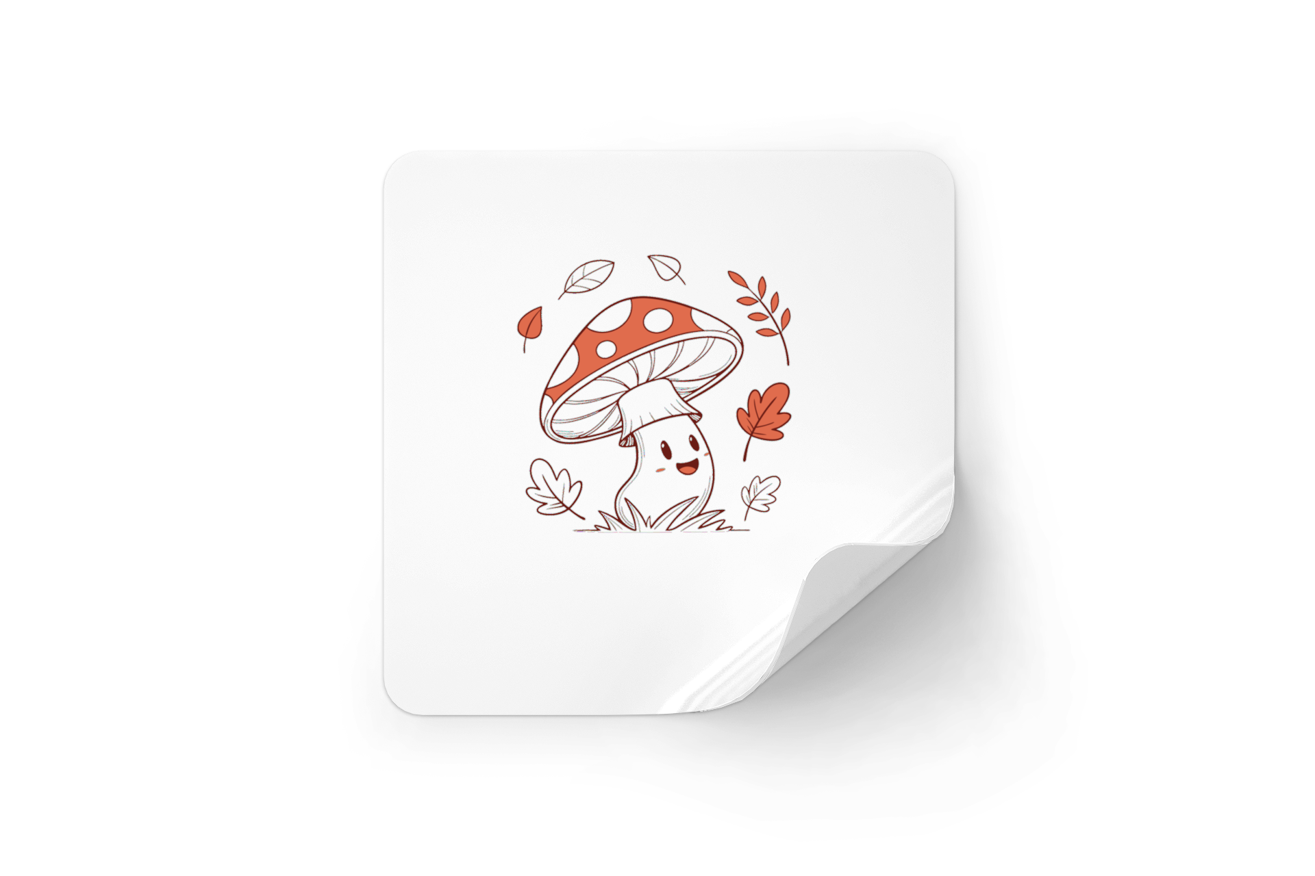 Sticker décoratif avec champignon joyeux en style doodle automnal